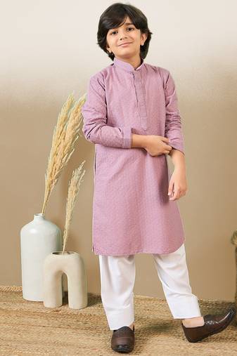 Stylish chikankari embroidered purple kurta set