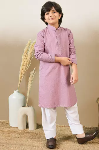 Stylish chikankari embroidered purple kurta set
