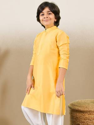 premium cotton yellow kurta for boys 3