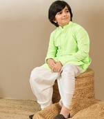 Stylish chikankari embroidered light green kurta set