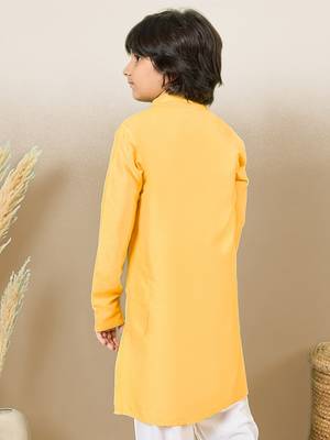 premium cotton yellow kurta for boys 4