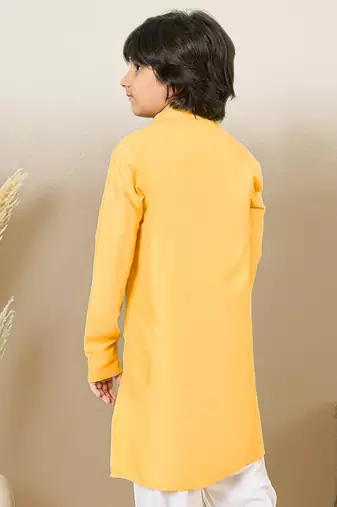 premium cotton yellow kurta for boys