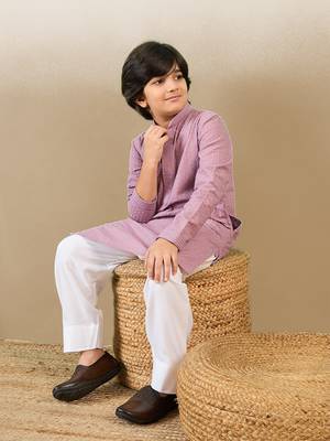 Stylish chikankari embroidered purple kurta set 2
