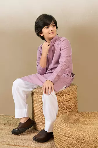 Stylish chikankari embroidered purple kurta set