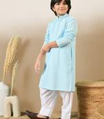 Premium cotton chikankari embroidered blue kurta set