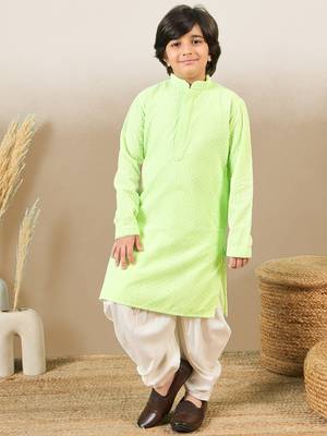 Stylish chikankari embroidered light green kurta set 2