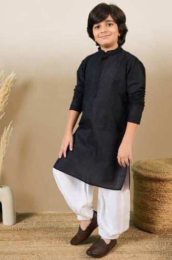 Stylish chikankari embroidered black kurta set