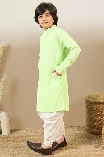 Stylish chikankari embroidered light green kurta set