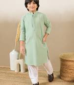 Stylish chikankari embroidered green kurta set