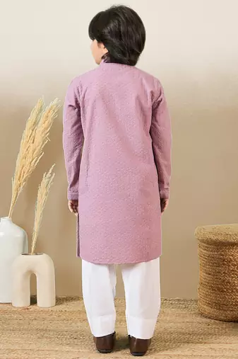 Stylish chikankari embroidered purple kurta set