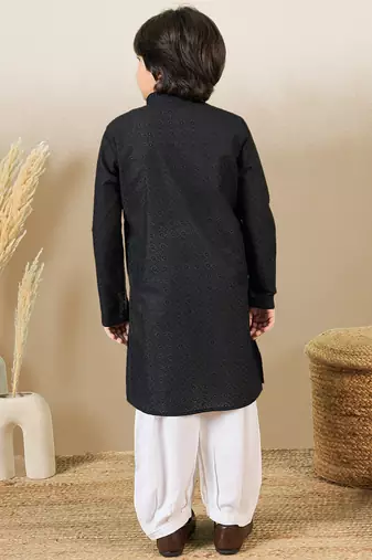Stylish chikankari embroidered black kurta set