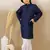 Stylish chikankari embroidered deep blue kurta set