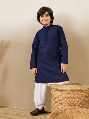Stylish chikankari embroidered deep blue kurta set 2