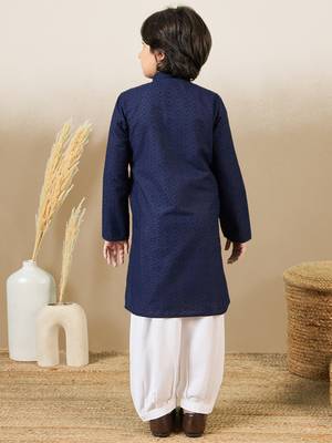 Stylish chikankari embroidered deep blue kurta set 4