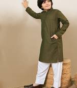 Stylish chikankari embroidered mehendi green kurta set