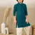 Boys designer chikankari & sequinned firozi green kurta set