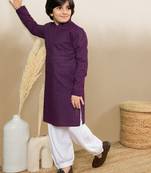 Premium cotton chikankari embroidered purple kurta set