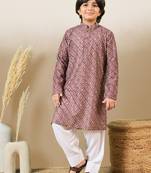 printed purple kurta set with sequins