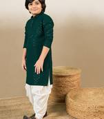 Boys designer chikankari & sequinned purple kurta set