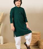 Stylish chikankari embroidered deep green kurta set