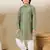 printed green kurta set with sequins