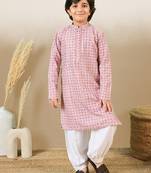 printed pink kurta set with sequins