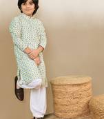 printed light yellow kurta set with sequins