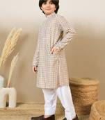 printed brown kurta set with sequins