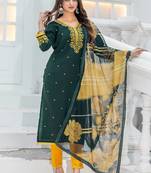 Women Modal Embroidery Straight Kurta With Pant And Dupatta Suit Set 