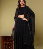 Embroidered lehenga with stitched blouse and dupatta