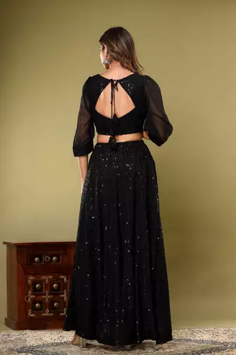 Embroidered lehenga with stitched blouse and dupatta