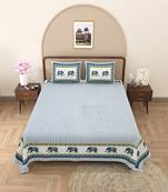 Rajasthani traditional jaipuri pure cotton king size double bedsheet with 2 pillow covers sets