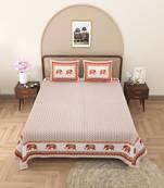 Rajasthani traditional jaipuri pure cotton king size double bedsheet with 2 pillow covers sets