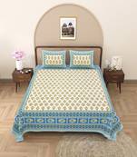 Rajasthani traditional jaipuri pure cotton king size double bedsheet with 2 pillow covers sets