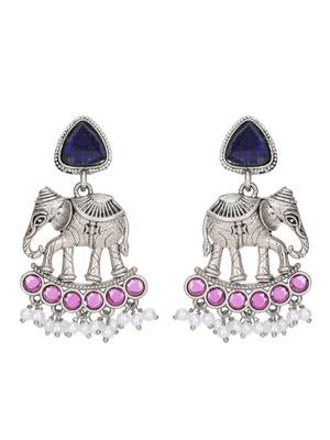 Silver-plated elephant motif necklace set with earrings 5