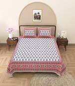 Rajasthani traditional jaipuri pure cotton king size double bedsheet with 2 pillow covers sets