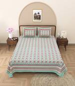 Rajasthani traditional jaipuri pure cotton king size double bedsheet with 2 pillow covers sets