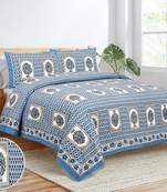 Rajasthani traditional jaipuri pure cotton king size double bedsheet with 2 pillow covers sets