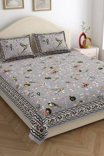 Rajasthani traditional jaipuri pure cotton king size double bedsheet with 2 pillow covers sets