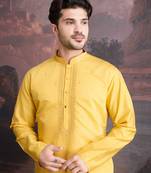Men's stylish & designer yellow woven kurta