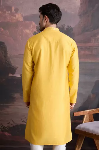 Men's stylish & designer yellow woven kurta