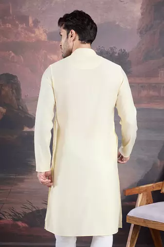 Men's stylish & designer cream white woven kurta