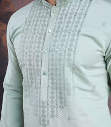 Men's stylish & designer light green woven kurta