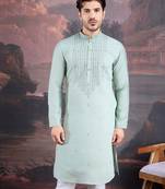 Men's stylish & designer light green woven kurta 