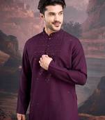 Men's stylish & designer purple woven kurta
