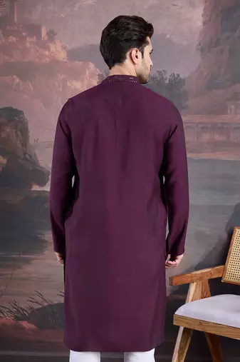 Men's stylish & designer purple woven kurta