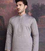 Men's stylish & designer grey woven kurta