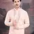 men's designer art silk peach kurta with sequins accent