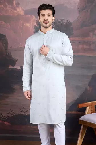 Men's stylish premium grey woven kurta