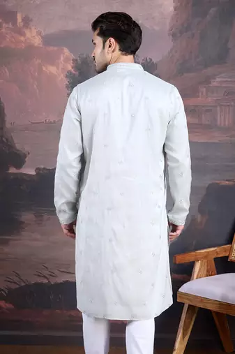 Men's stylish premium grey woven kurta
